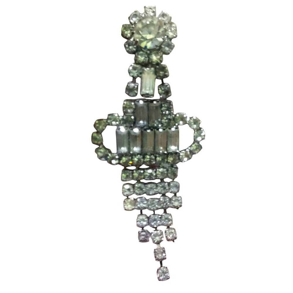 Vintage Rhinestone Chandelier Dangle Earrings 2 Inch Drop - Picture 3 of 4
